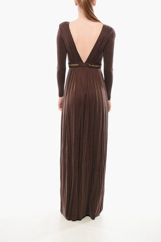 Maxidress Svasato con Dettaglio Chain