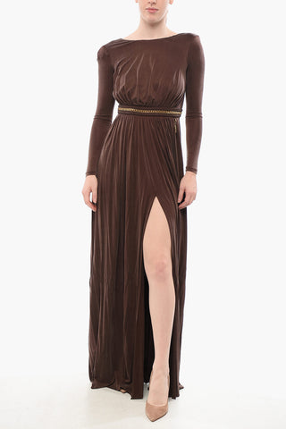Maxidress Svasato con Dettaglio Chain