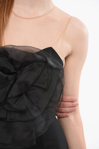 Slim Fit Jumpsuit with Mesh Insert and Organza Detail