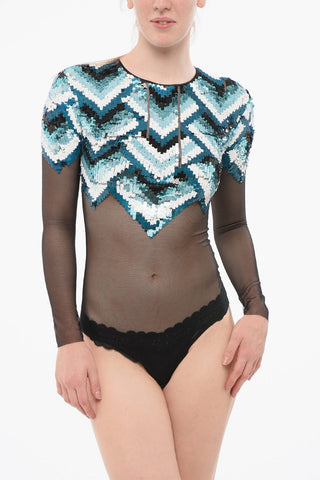 Body aus Pailletten-Mesh