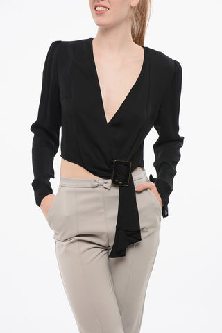 Blusa Crop a Portafoglio con Fibbia