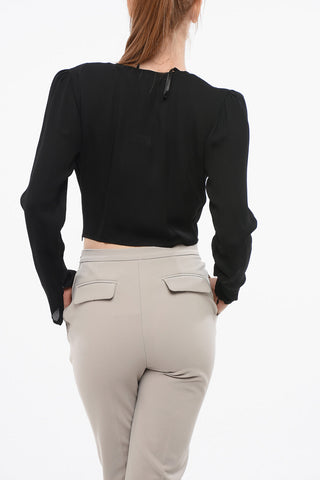 Blusa Crop a Portafoglio con Fibbia