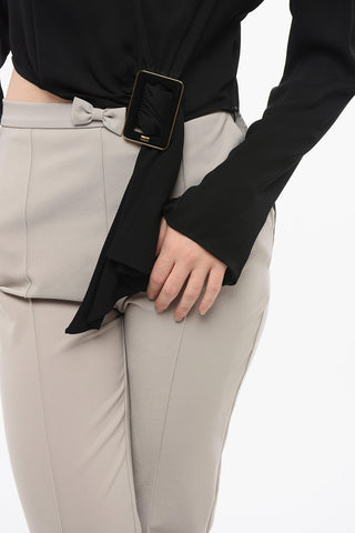 Blusa Crop a Portafoglio con Fibbia