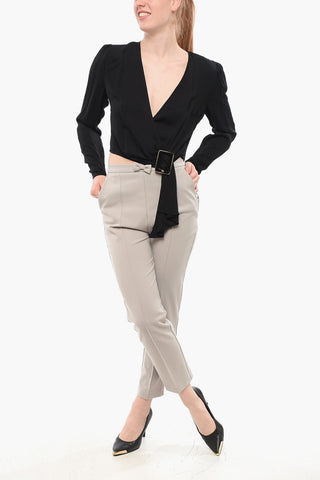 Blusa Crop a Portafoglio con Fibbia