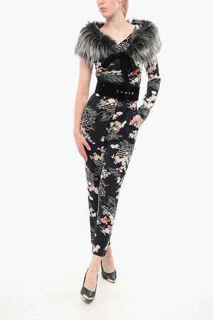 Jumpsuit mit Blumenmuster und abnehmbarem Kunstpelz-Detail