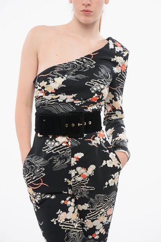Jumpsuit Motivo Floreale con Dettaglio Removibile in Eco-pelliccia