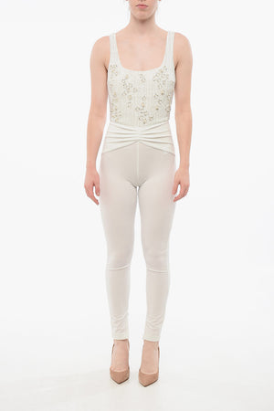 Velours-Jumpsuit mit Stickereien
