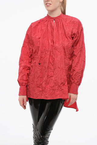 Asymmetric Oversized Blouse with Wrinkled Effect