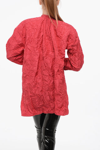 Asymmetric Oversized Blouse with Wrinkled Effect