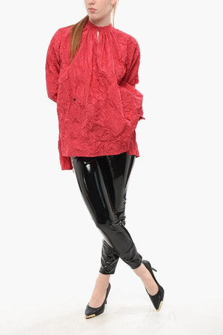 Blusa Oversized Asimmetrica con Effetto Stropicciato
