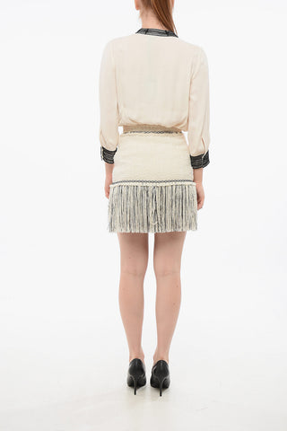 Modular Shirt Dress with Fringed Hems