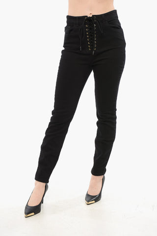 Skinny Fit Denims with Lace-up Detail 12cm