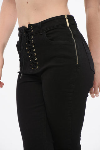 Skinny Fit Denims with Lace-up Detail 12cm
