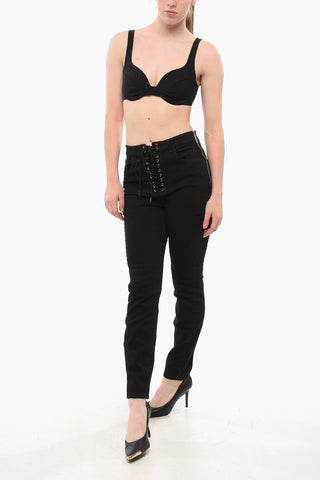 Skinny Fit Denims with Lace-up Detail 12cm
