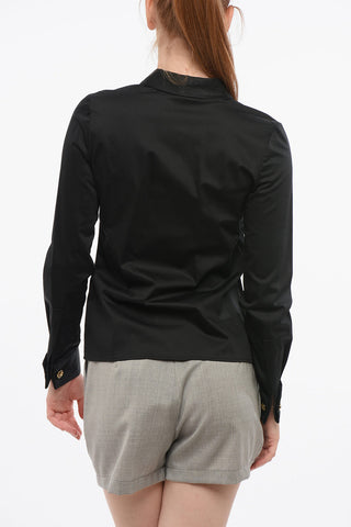 Cotton-Blend Tuxedo Shirt with Hidden Placket
