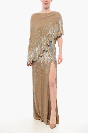 RED CARPET Sequined Maxidress with Cape Design