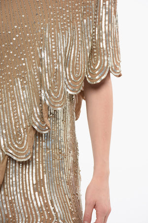 RED CARPET Sequined Maxidress with Cape Design