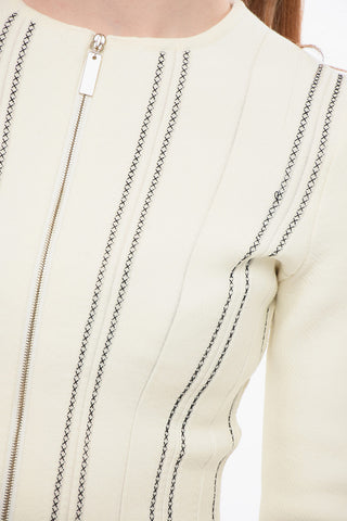 Crew Neck Peplo Sweater with Front Zip