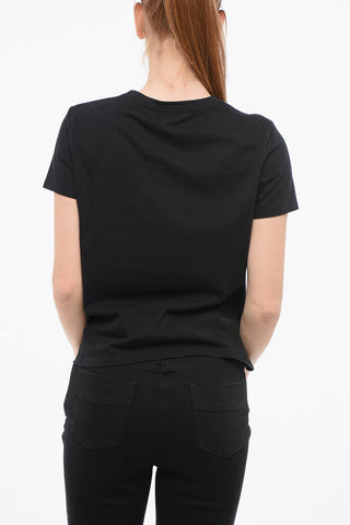 T-Shirt Girocollo in Cotone con Taschini Gioiello