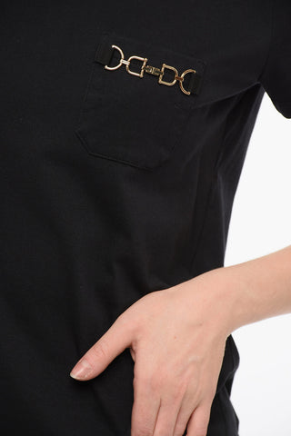 T-Shirt Girocollo in Cotone con Taschini Gioiello