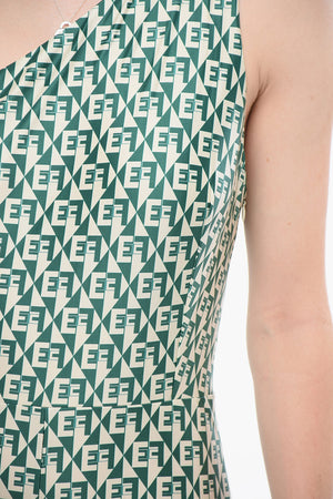 One-Shoulder-Jumpsuit aus Monogrammstoff