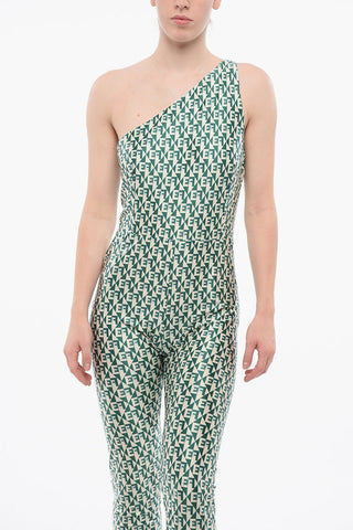 One-Shoulder-Jumpsuit aus Monogrammstoff