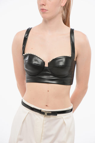 Eco-Leather Bra Top with Decorative Beads