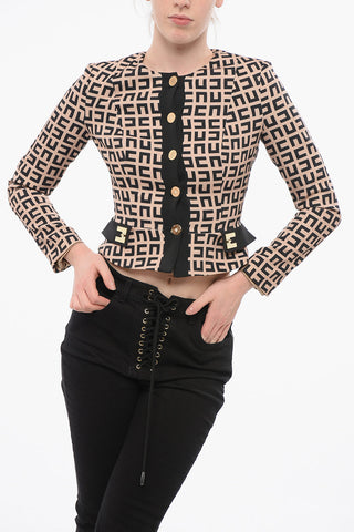 Monogram Patterned Crop Blazer