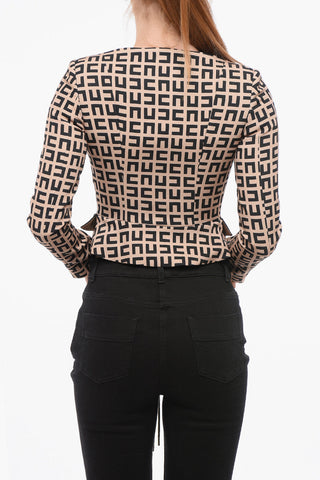 Monogram Patterned Crop Blazer