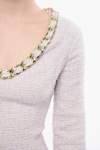 Vestito in Tweed con Dettaglio Chain