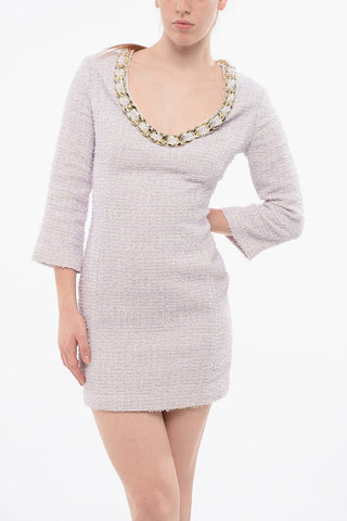 Vestito in Tweed con Dettaglio Chain