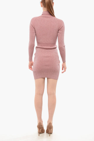 Kleid aus Lurex-Strick mit hohem Kragen