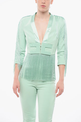 Tailored Jumpsuit with Satin Detail and Fringe