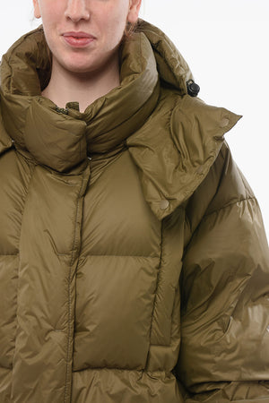 Langer Daunenmantel PUFFA mit Kapuze Collar-Shape