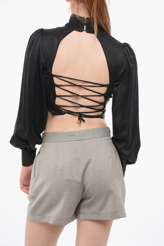 Seidenbluse mit Schnürdetail am Rücken