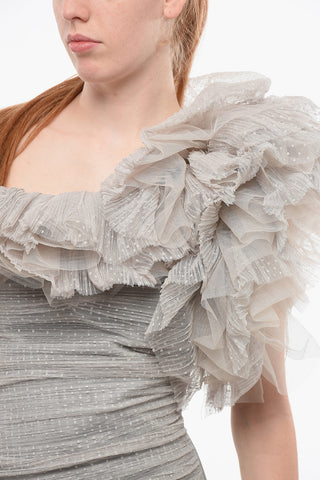 Vestito Monospalla in Tulle con Motivo a Pois