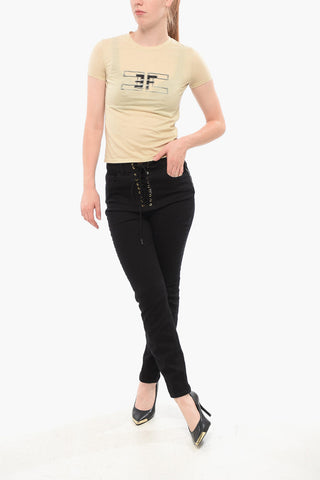 T-Shirt Girocollo in Cotone con Logo Stampato