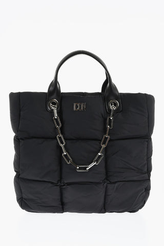 ICON Quilted Nylon Tote Bag with Leather Handle