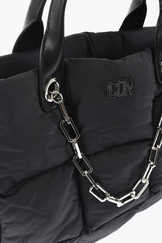 ICON Quilted Nylon Tote Bag with Leather Handle