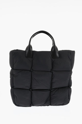 ICON Quilted Nylon Tote Bag with Leather Handle