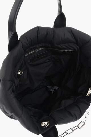 ICON Quilted Nylon Tote Bag with Leather Handle