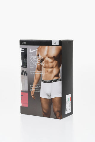 Set Of 3 Stretch Cotton Boxer Briefs With Logo Elastic Waistband