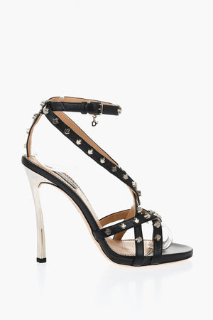 Sandali Ankle-Strap in Pelle con Borchie Tacco 12cm