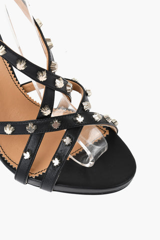 Sandali Ankle-Strap in Pelle con Borchie Tacco 12cm