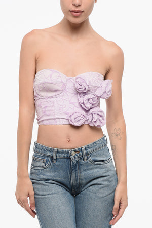 Bustier-Top aus flockiertem Stoff