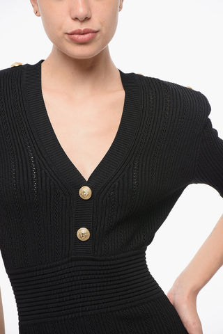 Vestito Aderente a Maniche Corte con Scollo a V