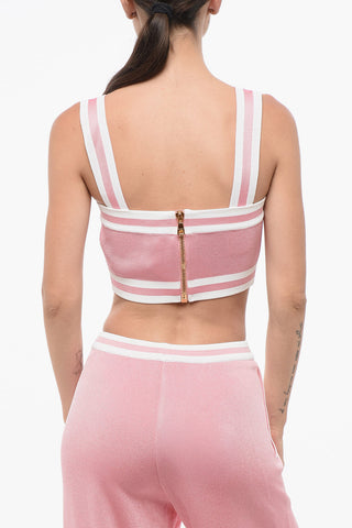 Top Crop in Maglia con Chiusura Zip