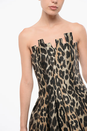 Trägerloses ausgestelltes Kleid mit Animal-Print