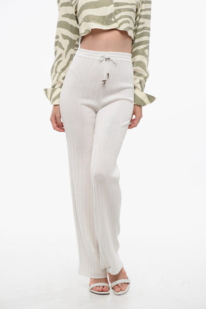 High-Waist Ribbed Virgin-Wool Trousers
