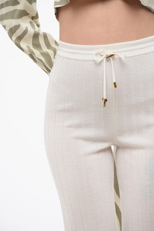 High-Waist Ribbed Virgin-Wool Trousers